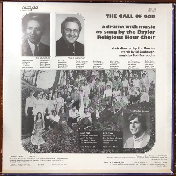 Baylor Religious Hour Choir The Call Of God Vinyl Lp *Unopened Original Seal* - Picture 2 of 2